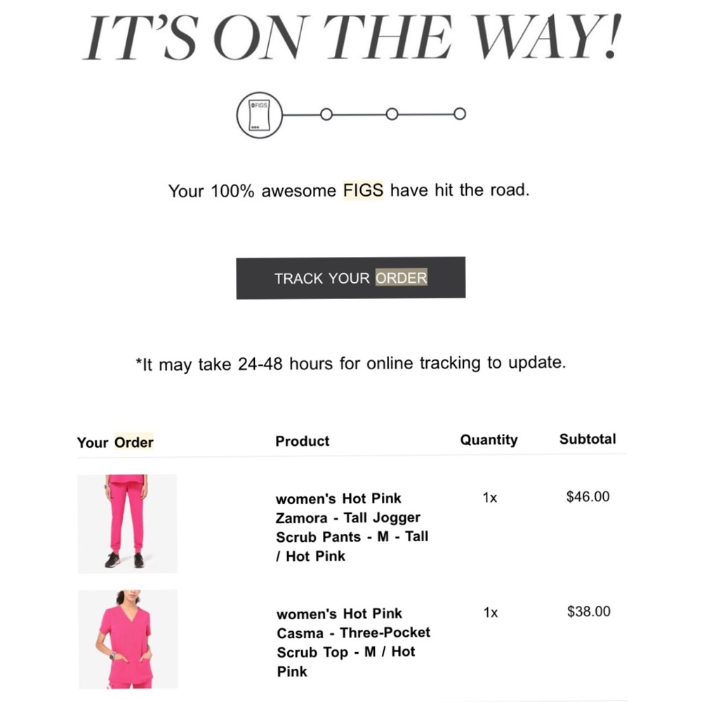 Women's hot pink fig scrubs